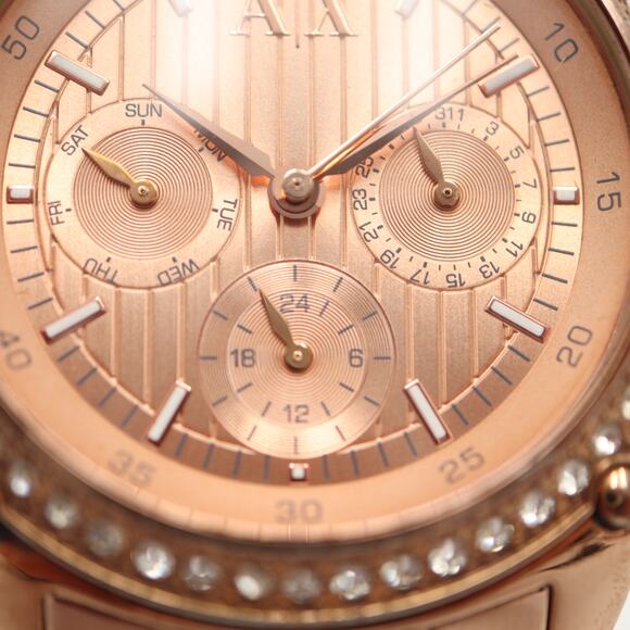 Armani Exchange Rose Gold Tone Multifunction Watch 40mm Day Date w New Battery - Picture 8 of 15